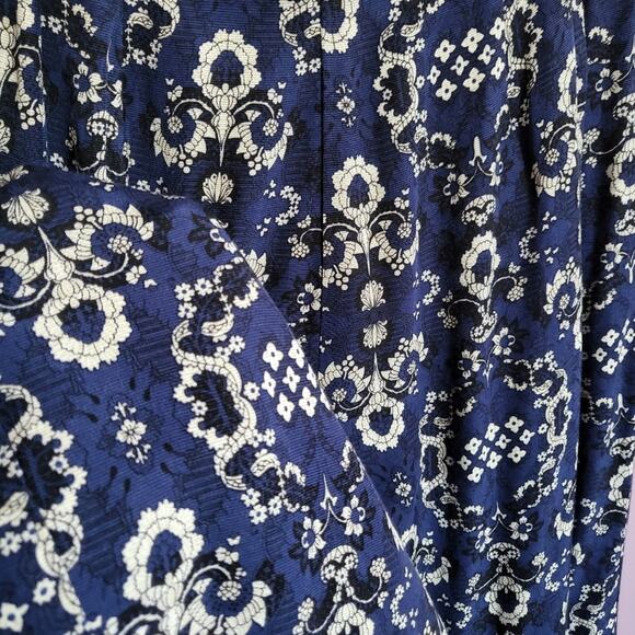 Vintage Robin Sinkler High Waisted Pleated Blue Floral Tapered Lightweight Pants - Picture 11 of 16